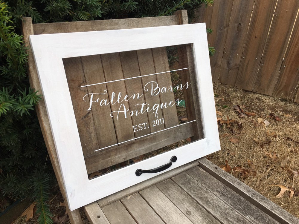 Last Name Sign, Rustic Window, Farmhouse Decor, Established Sign