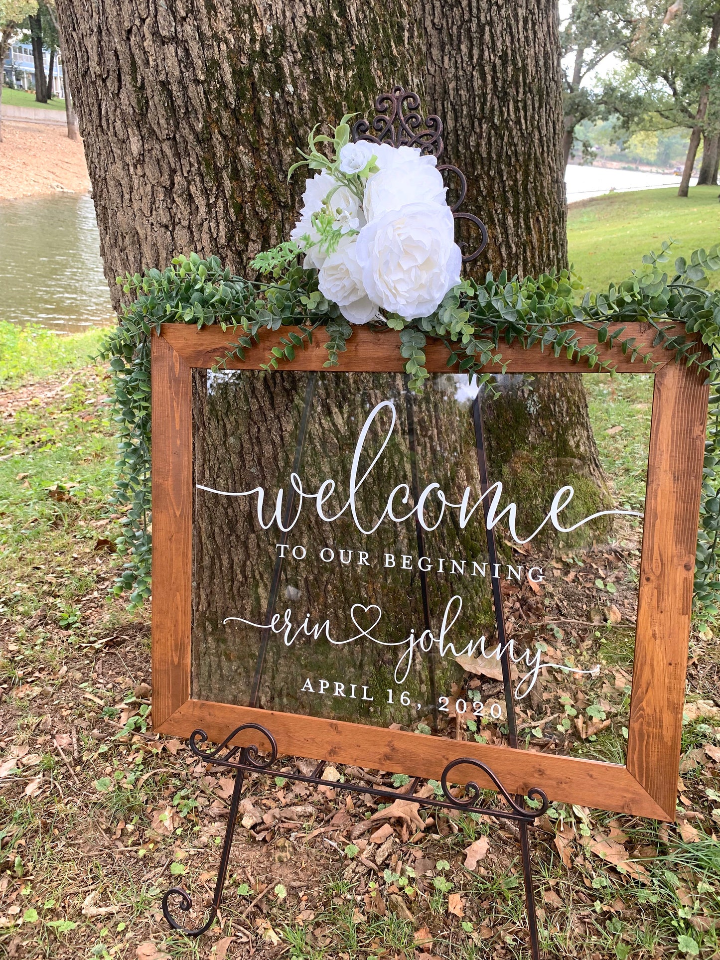 Welcome to Our Beginning Sign, Acrylic Wedding Sign