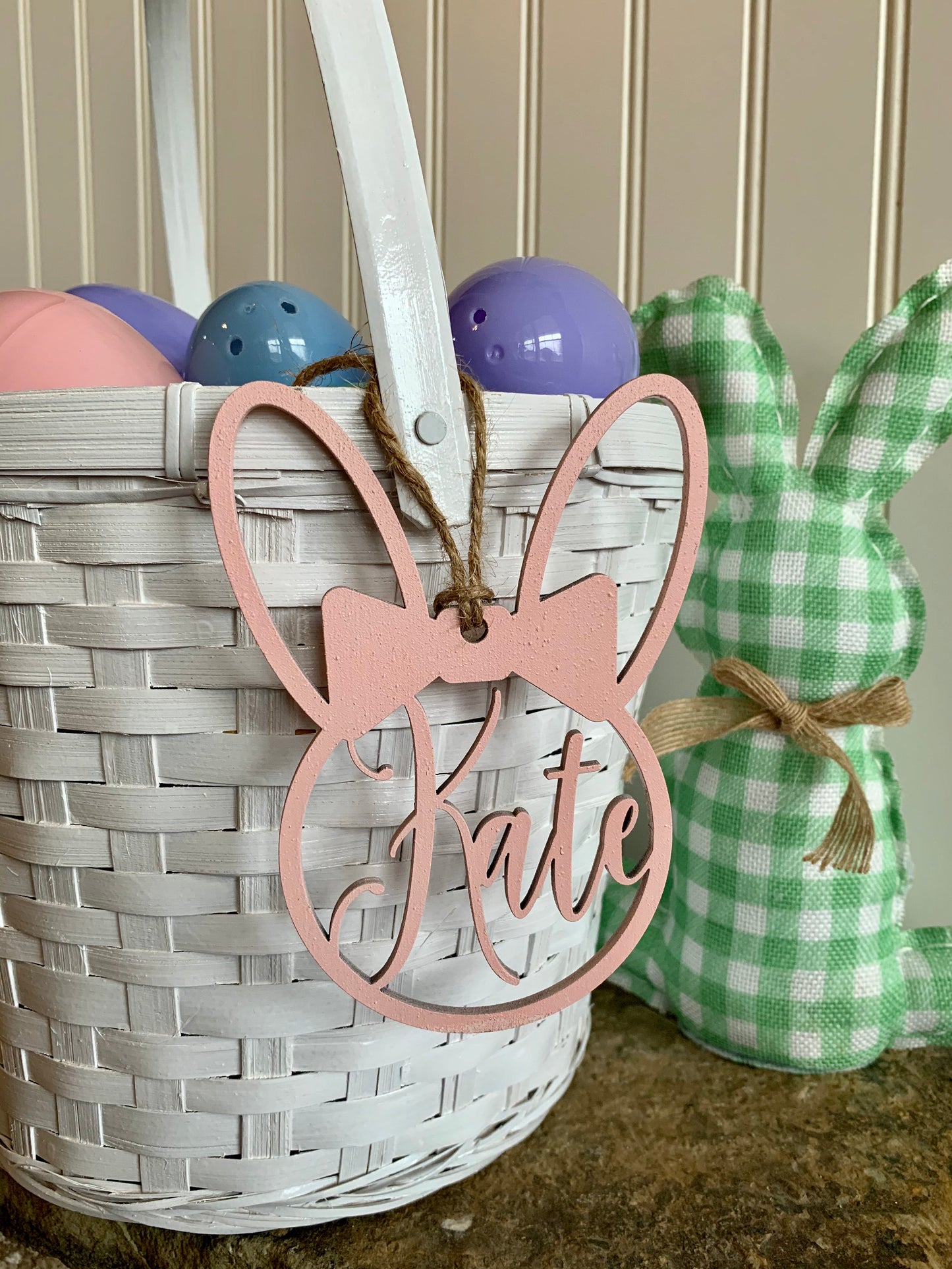 Large Personalized Easter Basket Tag, Custom Colors, Custom Name Tag