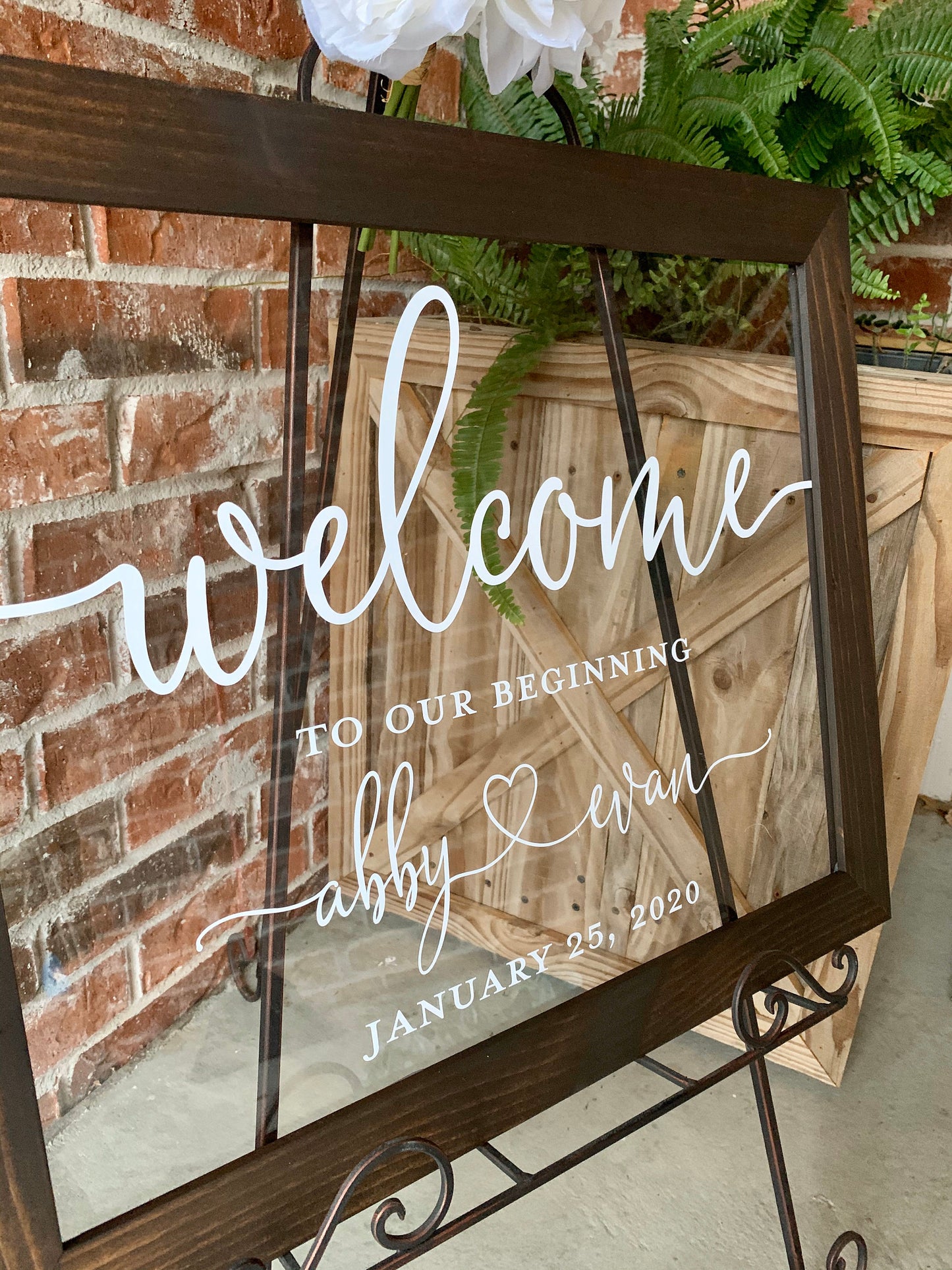 Welcome to Our Beginning Sign, Acrylic Wedding Sign