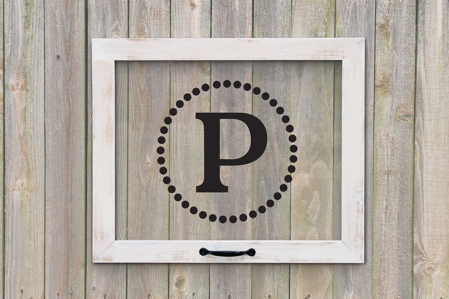 Farmhouse Window, Customized Letter with dots, Faux window, anniversary gift, farmhouse wall art, monogram window, housewarming, wedding