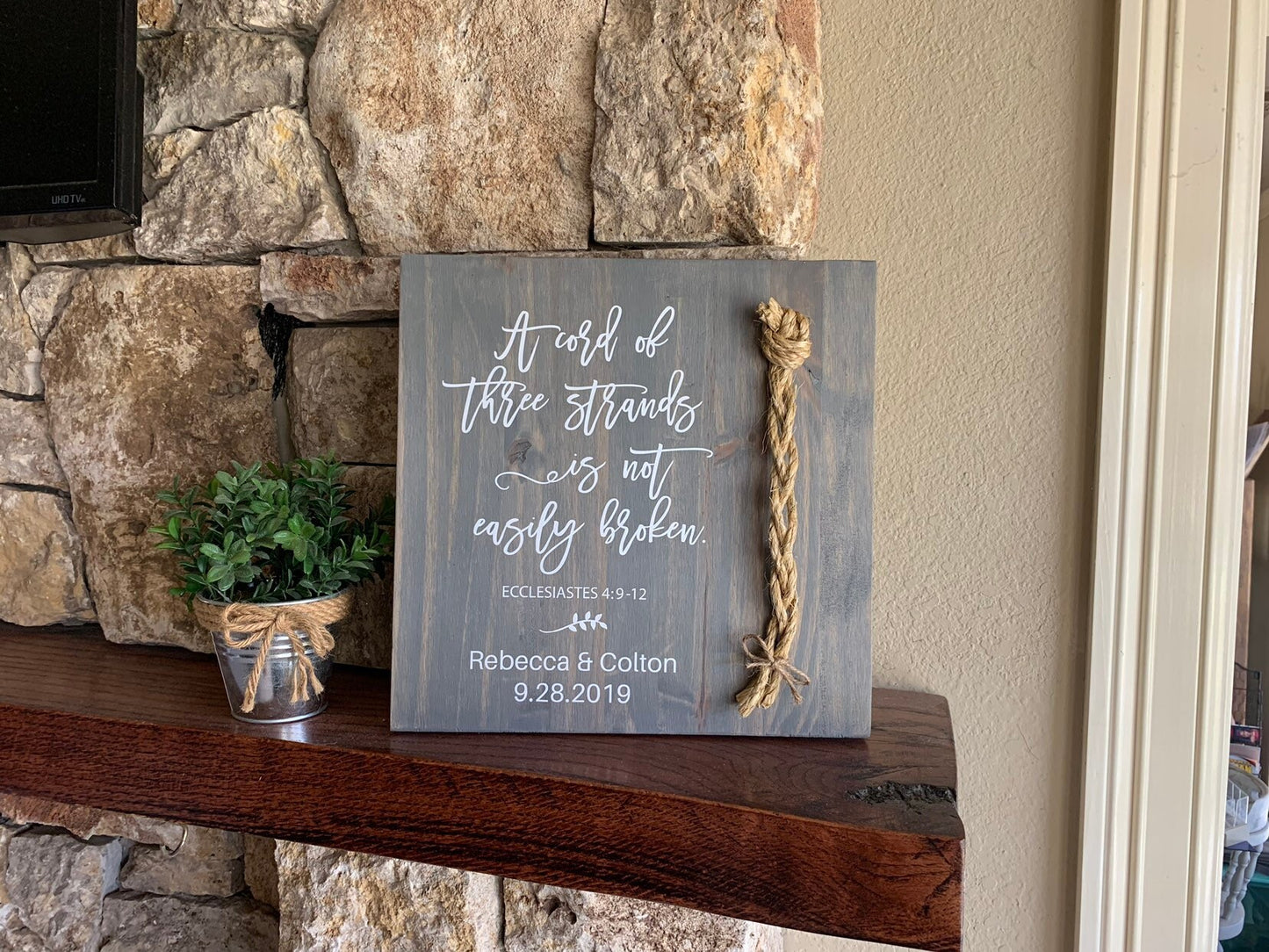 A Cord Of Three Strands Wedding Sign, Ceremony Sign, A Cord of 3 Strands, Ecclesiastes 4:9-12, Wedding Gift,
