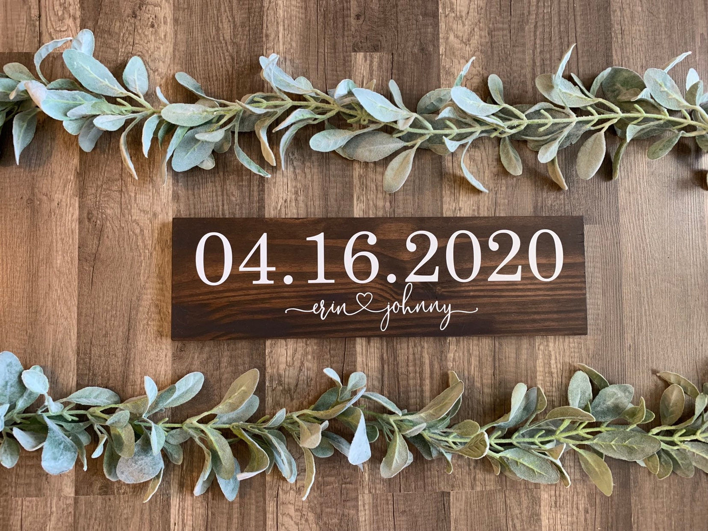 Save the Date Sign, Wedding Announcement Sign, Engagement Photo Prop, Rustic Wedding Decor, (Dark Walnut Color Shown)