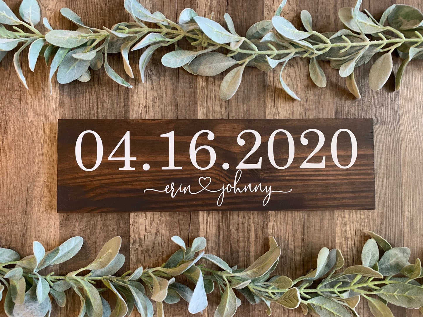 Save the Date Sign, Wedding Announcement Sign, Engagement Photo Prop, Rustic Wedding Decor, (Dark Walnut Color Shown)