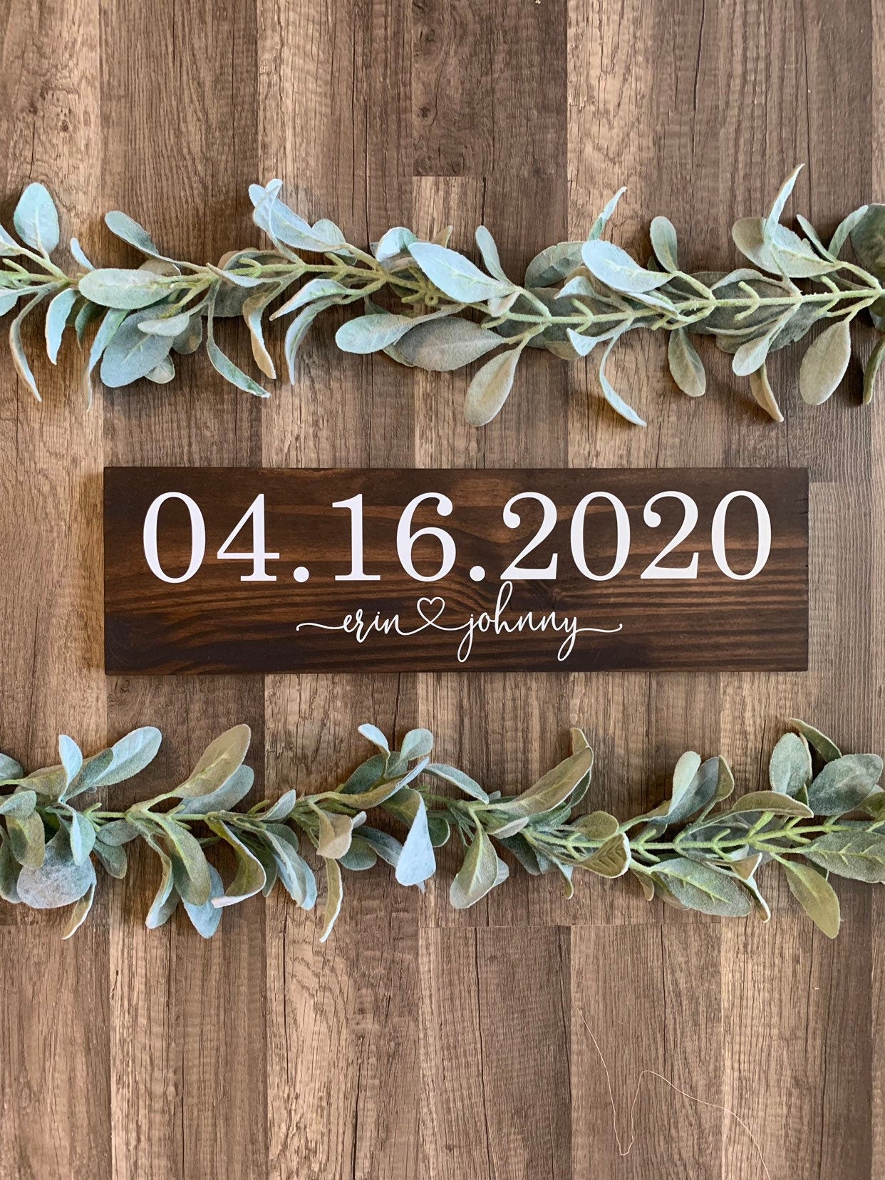 Save the Date Sign, Wedding Announcement Sign, Engagement Photo Prop, Rustic Wedding Decor, (Dark Walnut Color Shown)