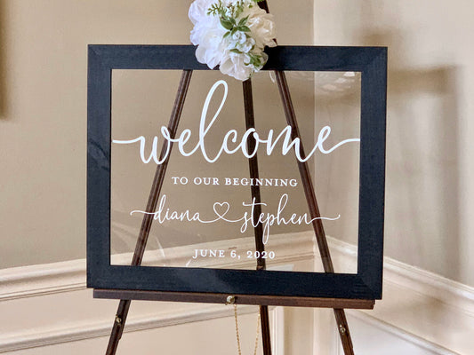 Welcome to Our Beginning Sign,  Acrylic Wedding Sign