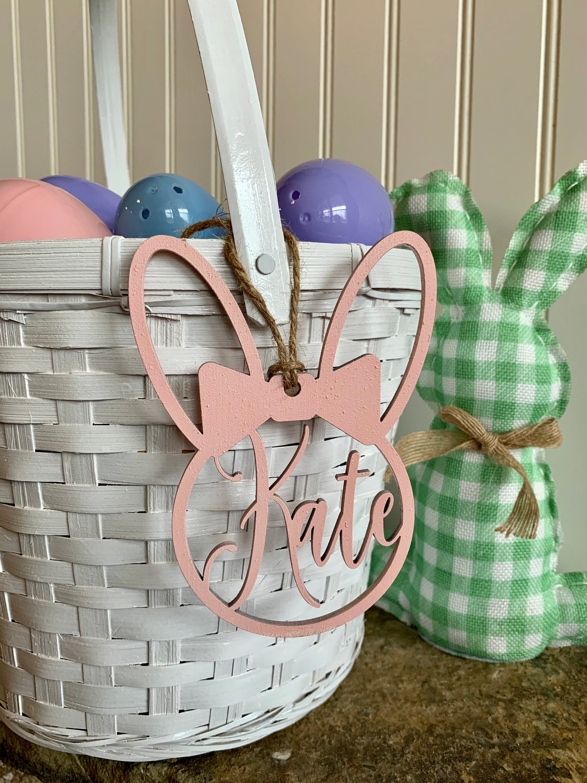 Large Personalized Easter Basket Tag, Custom Colors, Custom Name Tag