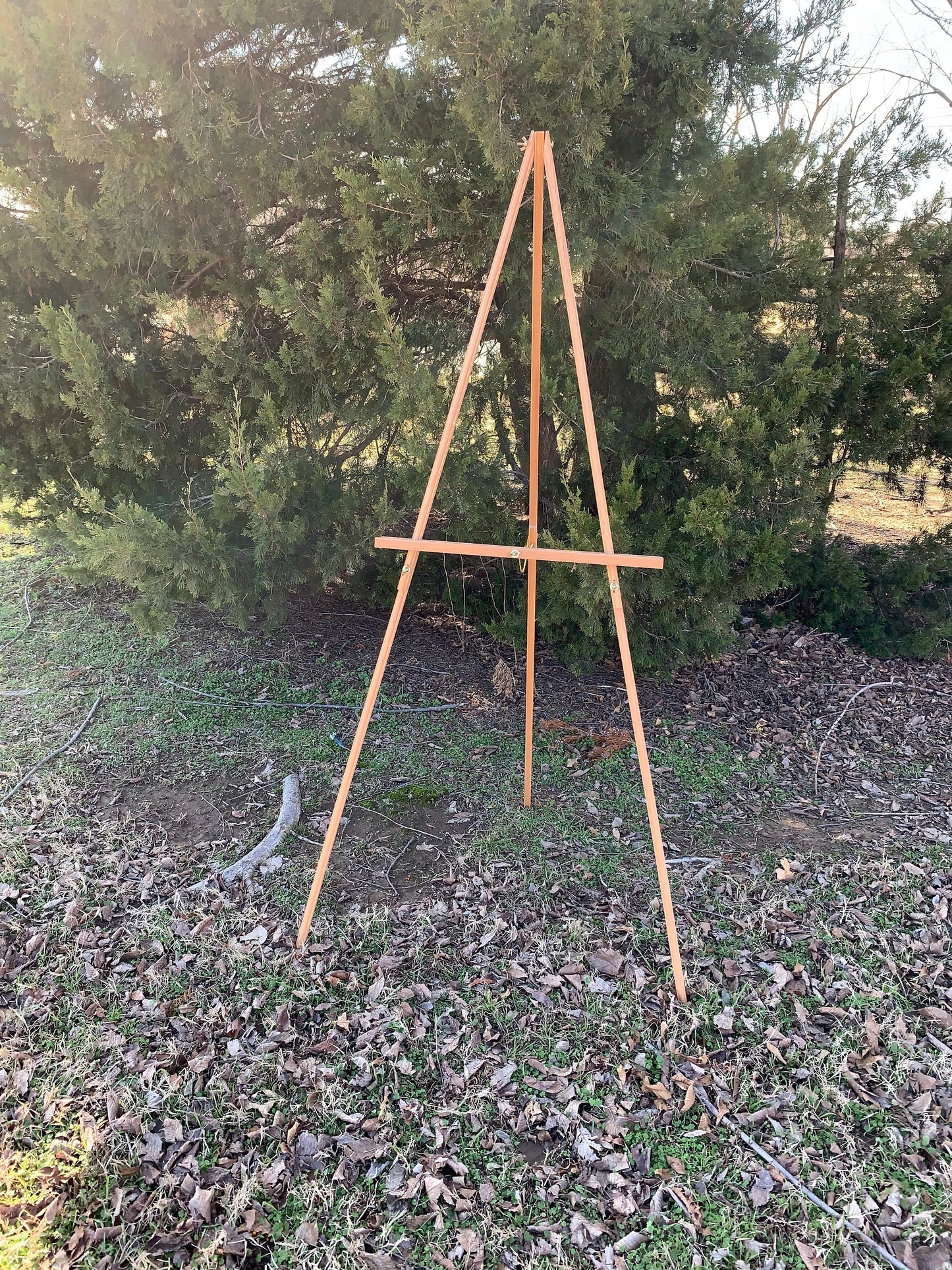 Wood Floor Easel, Wedding Sign Stand, Art Easel, Metallic Silver