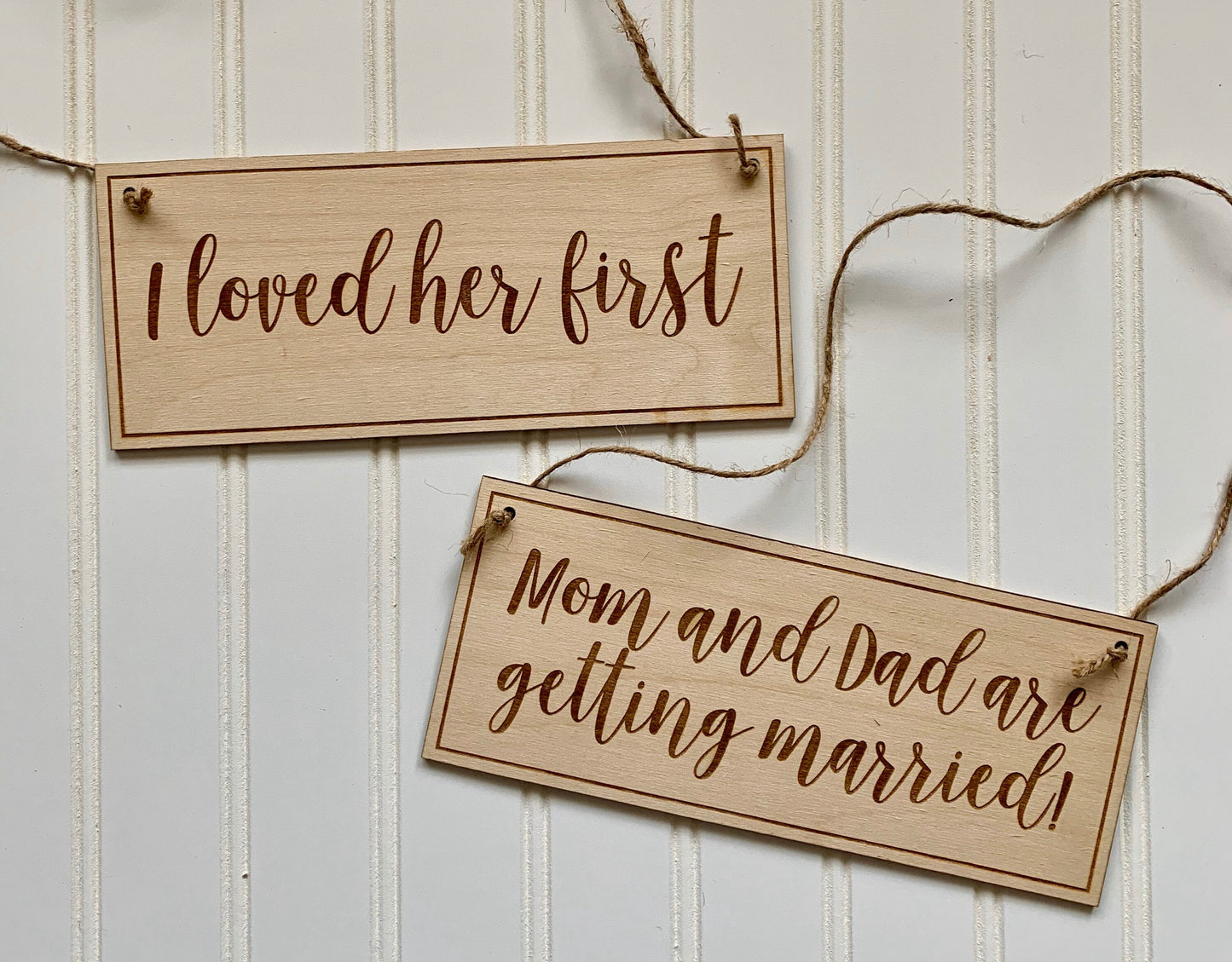 Dog Save the Date Sign, I loved her first/Mom and Dad are getting married, Save the Date Photo Prop