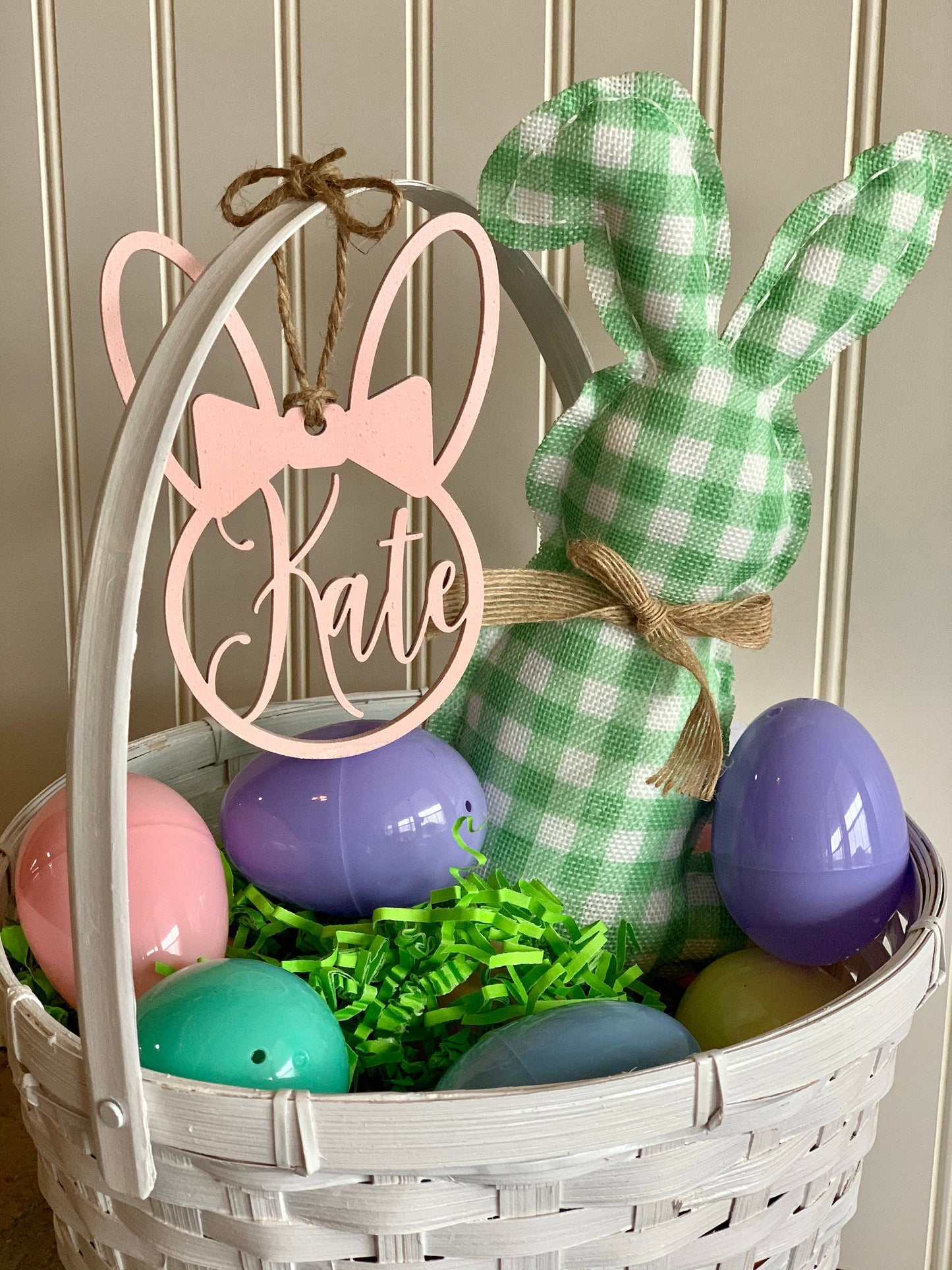 Large Personalized Easter Basket Tag, Custom Colors, Custom Name Tag