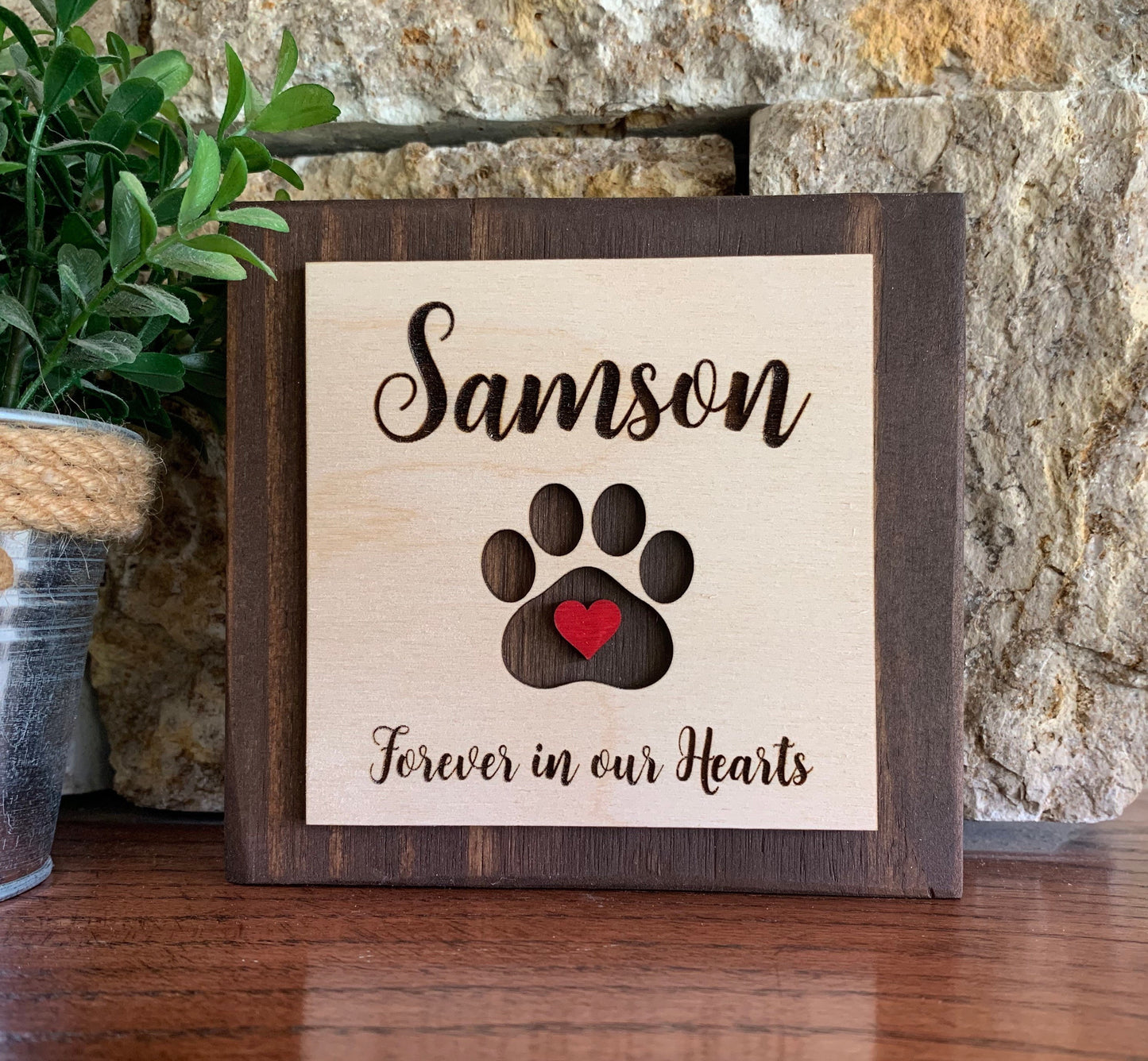 Custom Engraved Pet Memorial Sign, Photo Holder