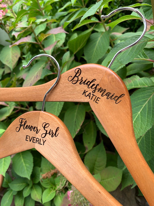 Custom Engraved Wedding Hangers, Bridal Party Hangers