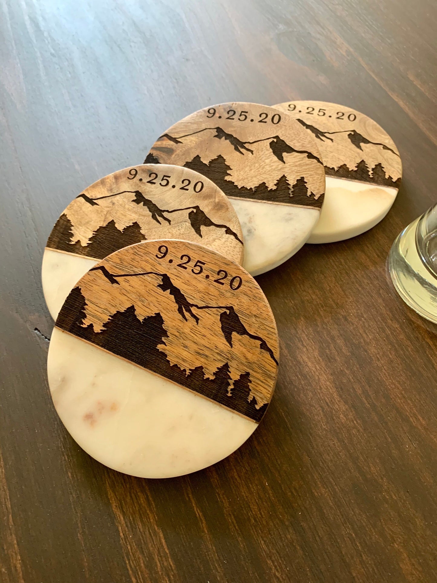 Custom Engraved Wood Coasters, Personalized Wood Coasters, Custom Wedding Gift, Christmas Gift for Couple