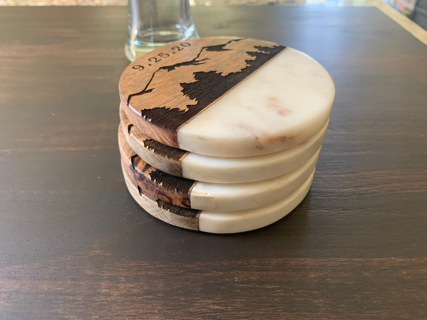 Custom Engraved Wood Coasters, Personalized Wood Coasters, Custom Wedding Gift, Christmas Gift for Couple