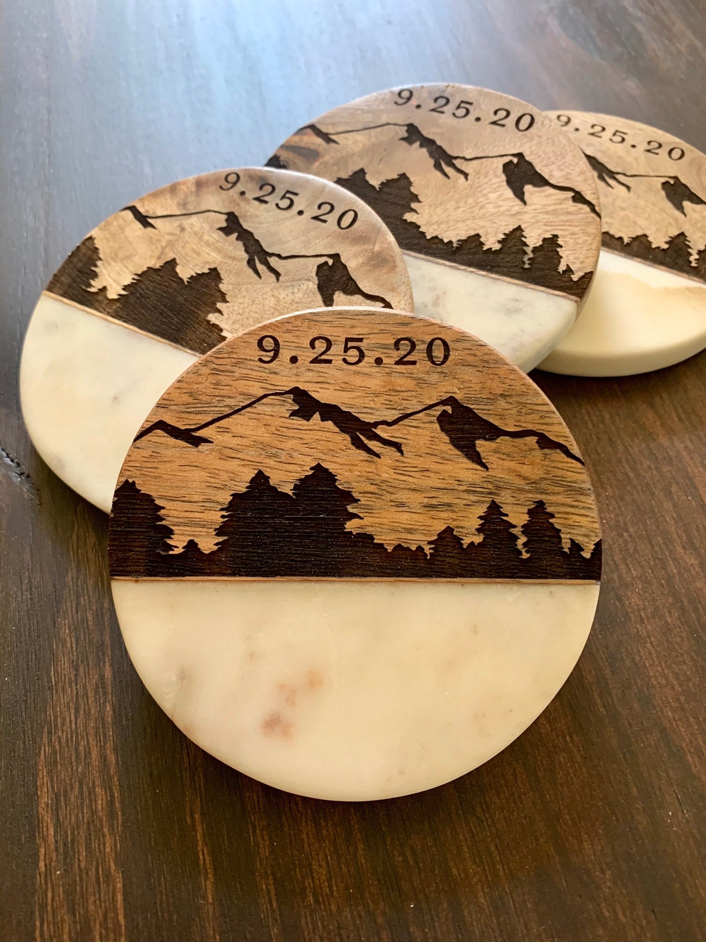Custom Engraved Wood Coasters, Personalized Wood Coasters, Custom Wedding Gift, Christmas Gift for Couple