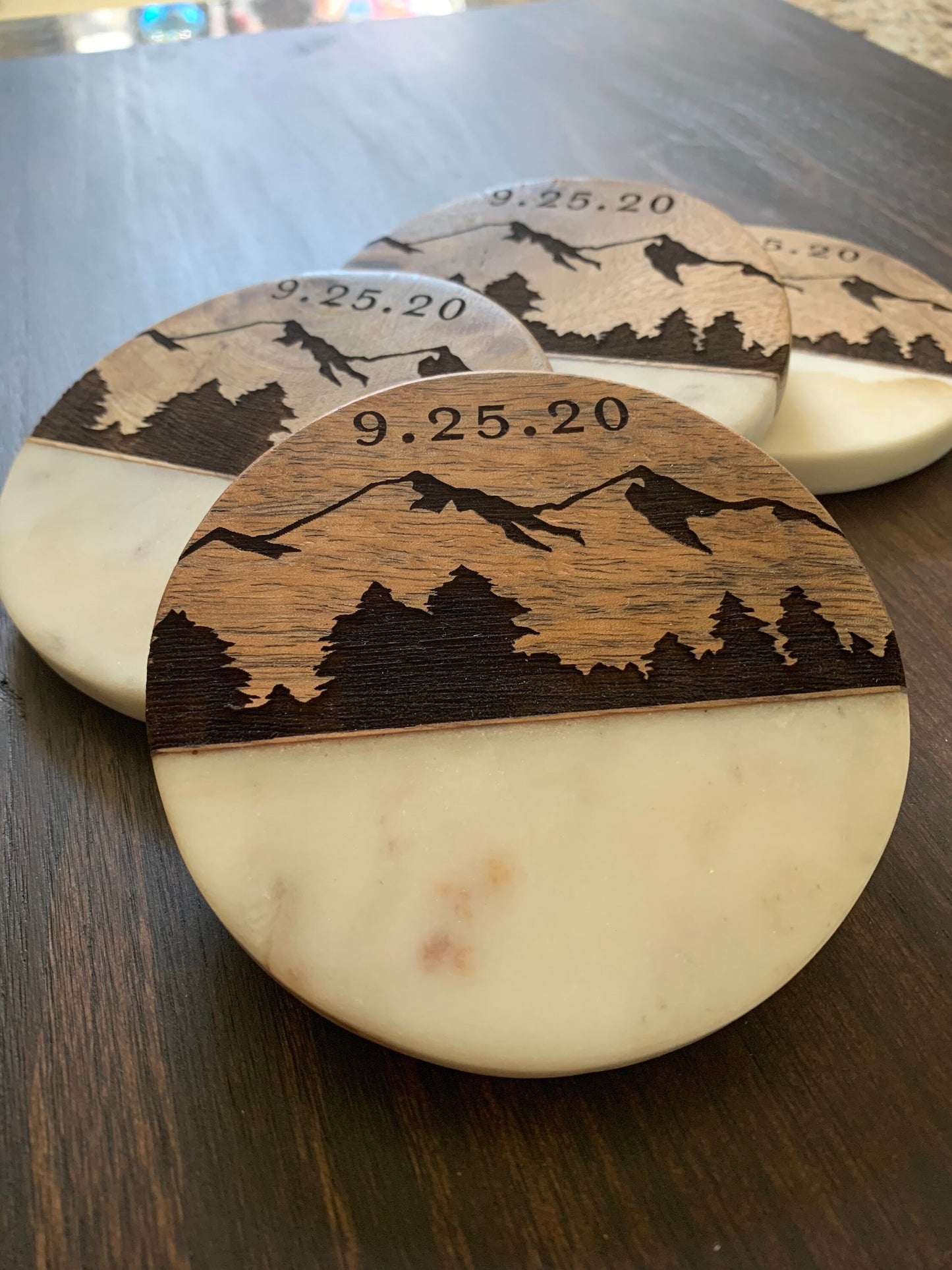 Custom Engraved Wood Coasters, Personalized Wood Coasters, Custom Wedding Gift, Christmas Gift for Couple