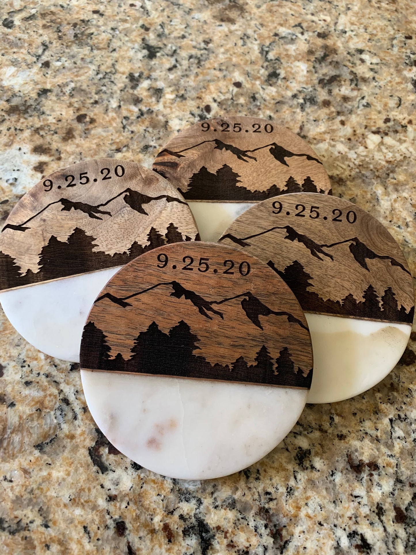 Custom Engraved Wood Coasters, Personalized Wood Coasters, Custom Wedding Gift, Christmas Gift for Couple