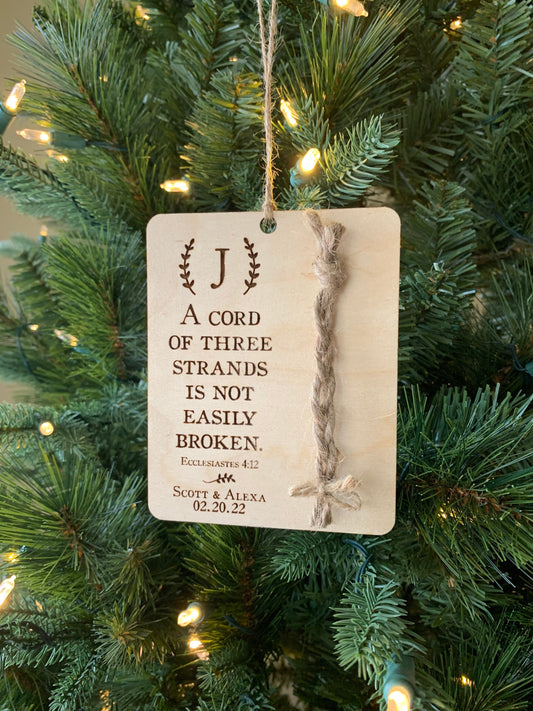 Personalized Christmas Ornament, A cord of three strands
