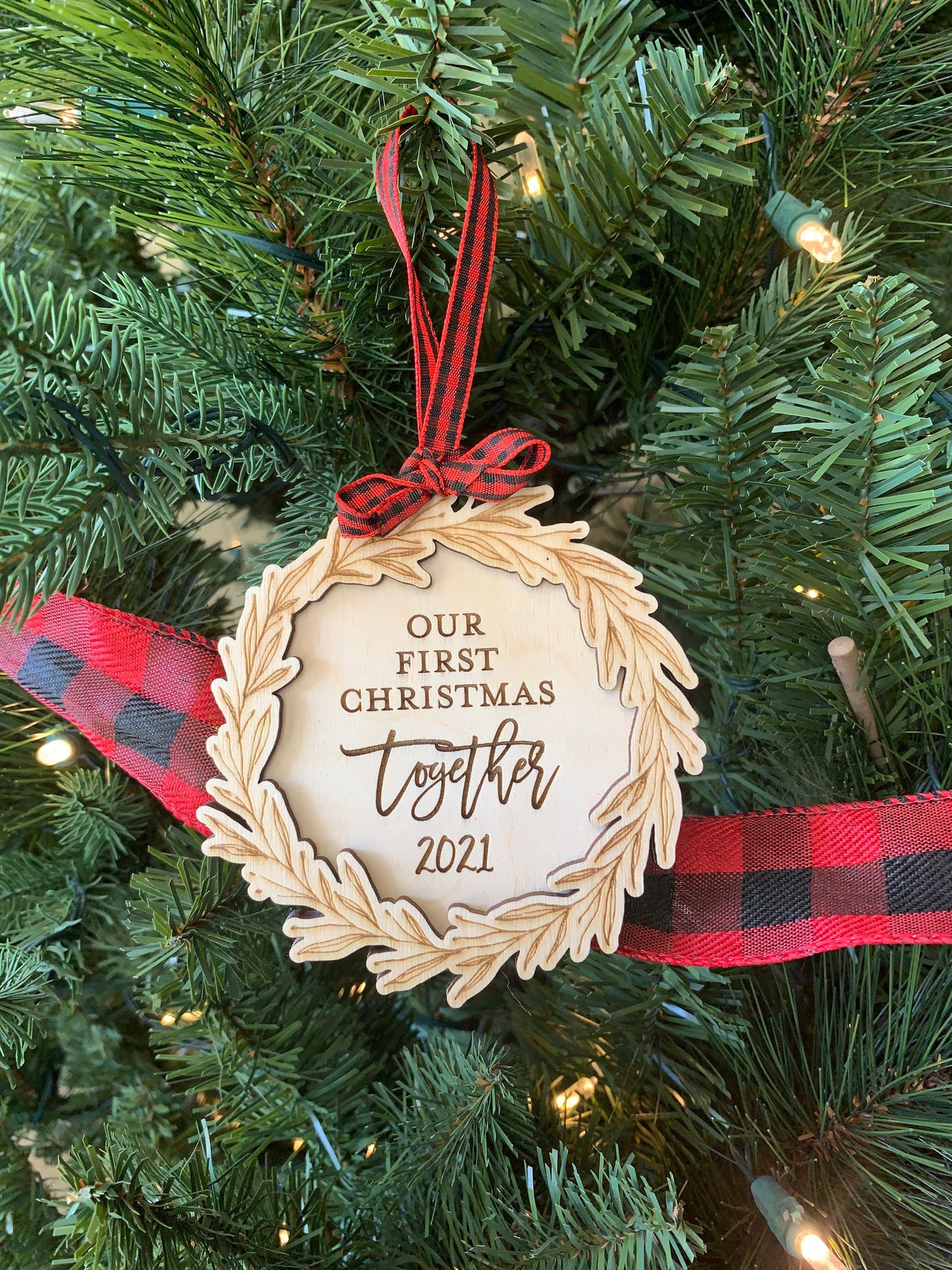 Custom Engraved First Christmas as Mr. and Mrs. Ornament