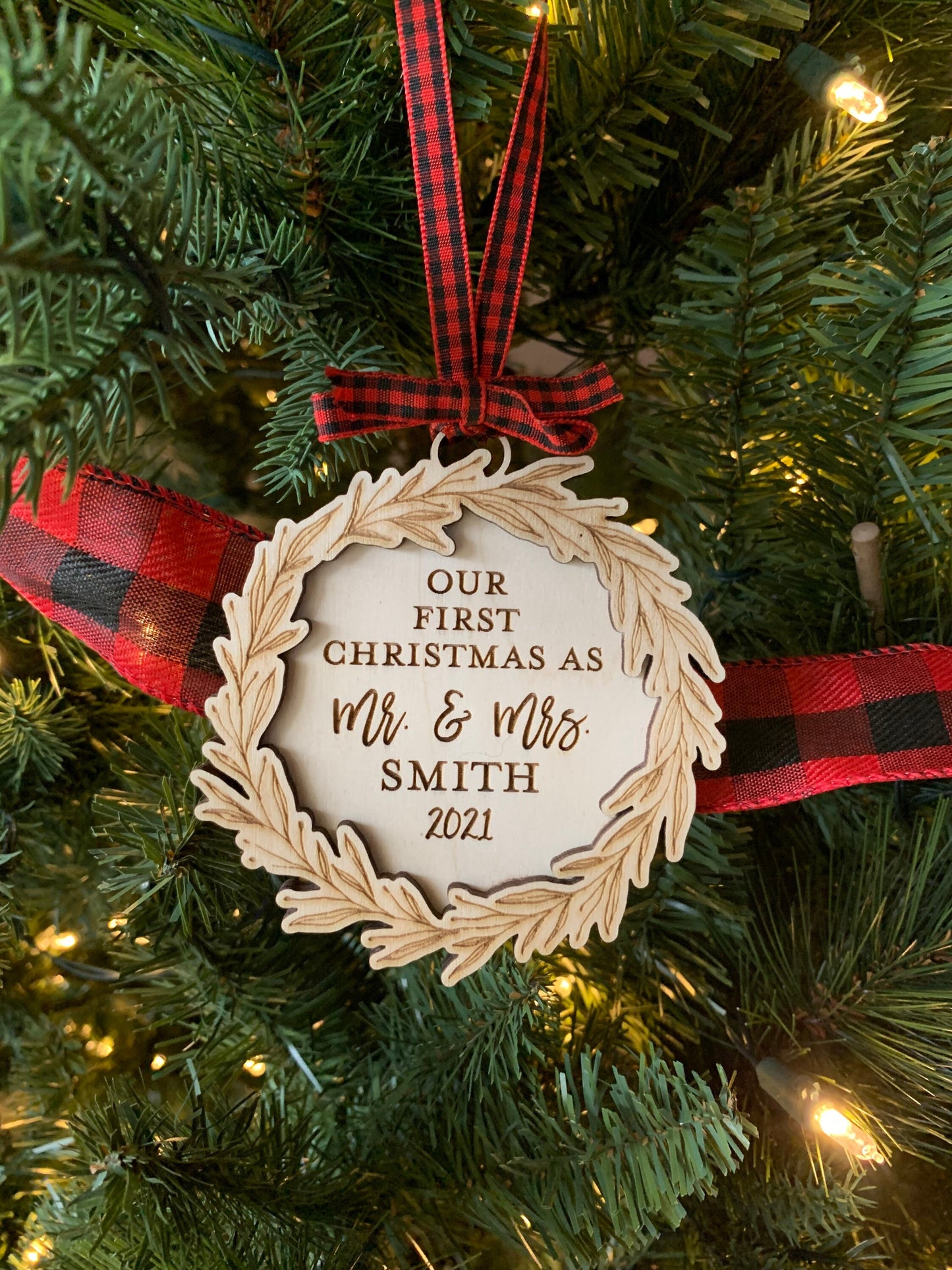 Custom Engraved First Christmas as Parents Ornament