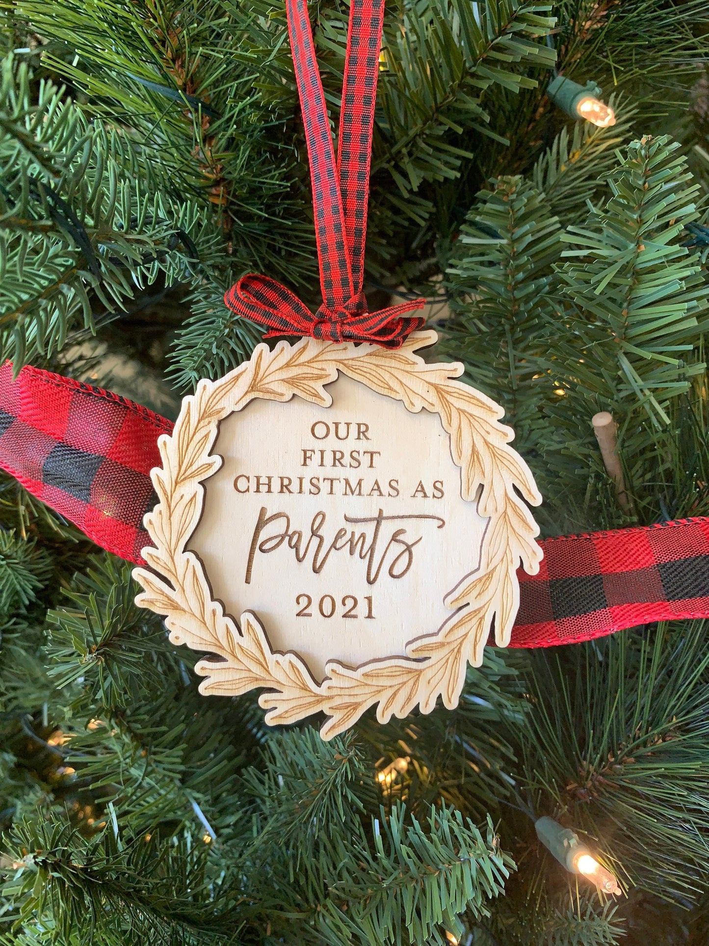 Custom Engraved First Christmas as Parents Ornament