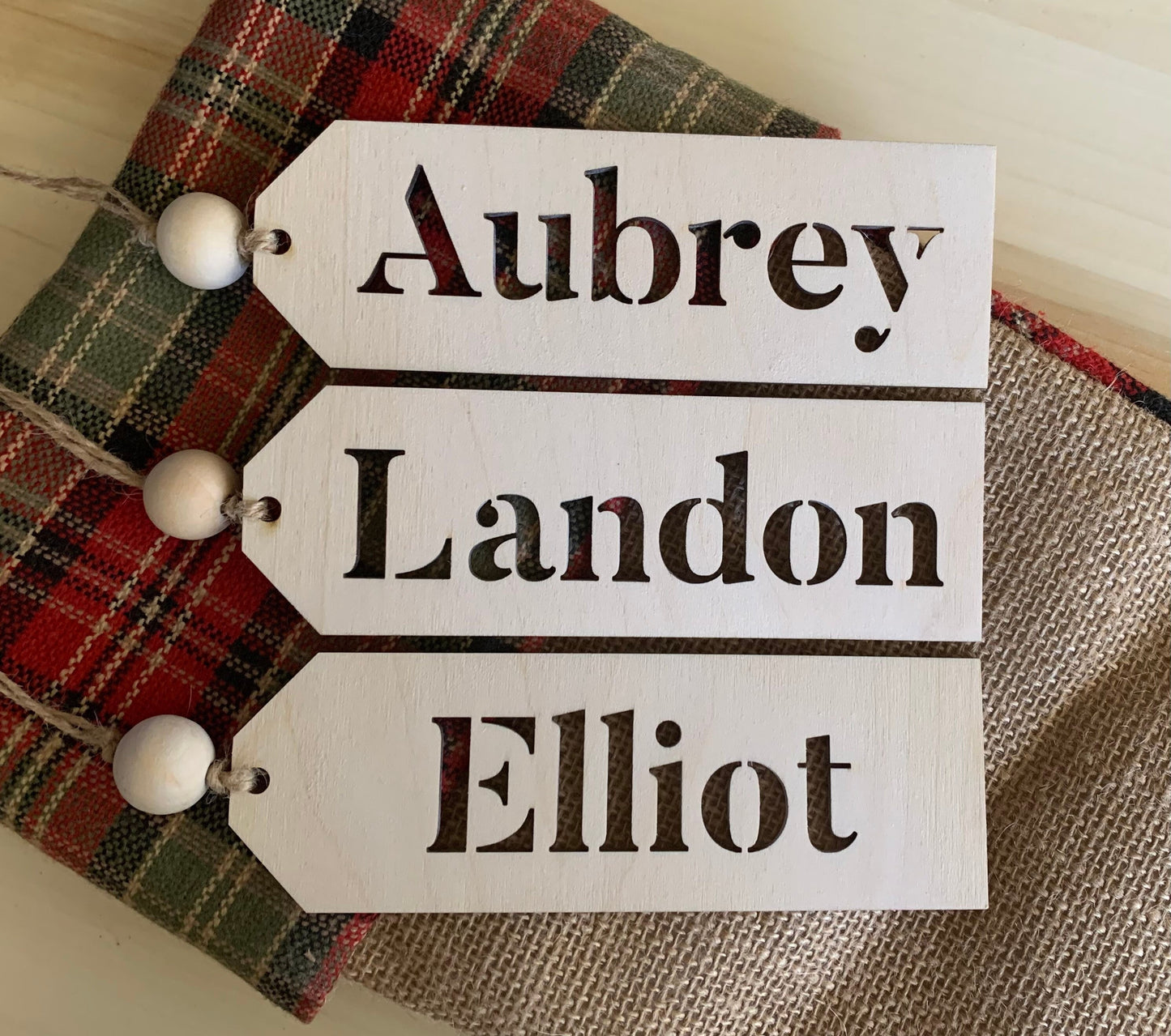 Stocking Name Tag, Custom Engraved Tag