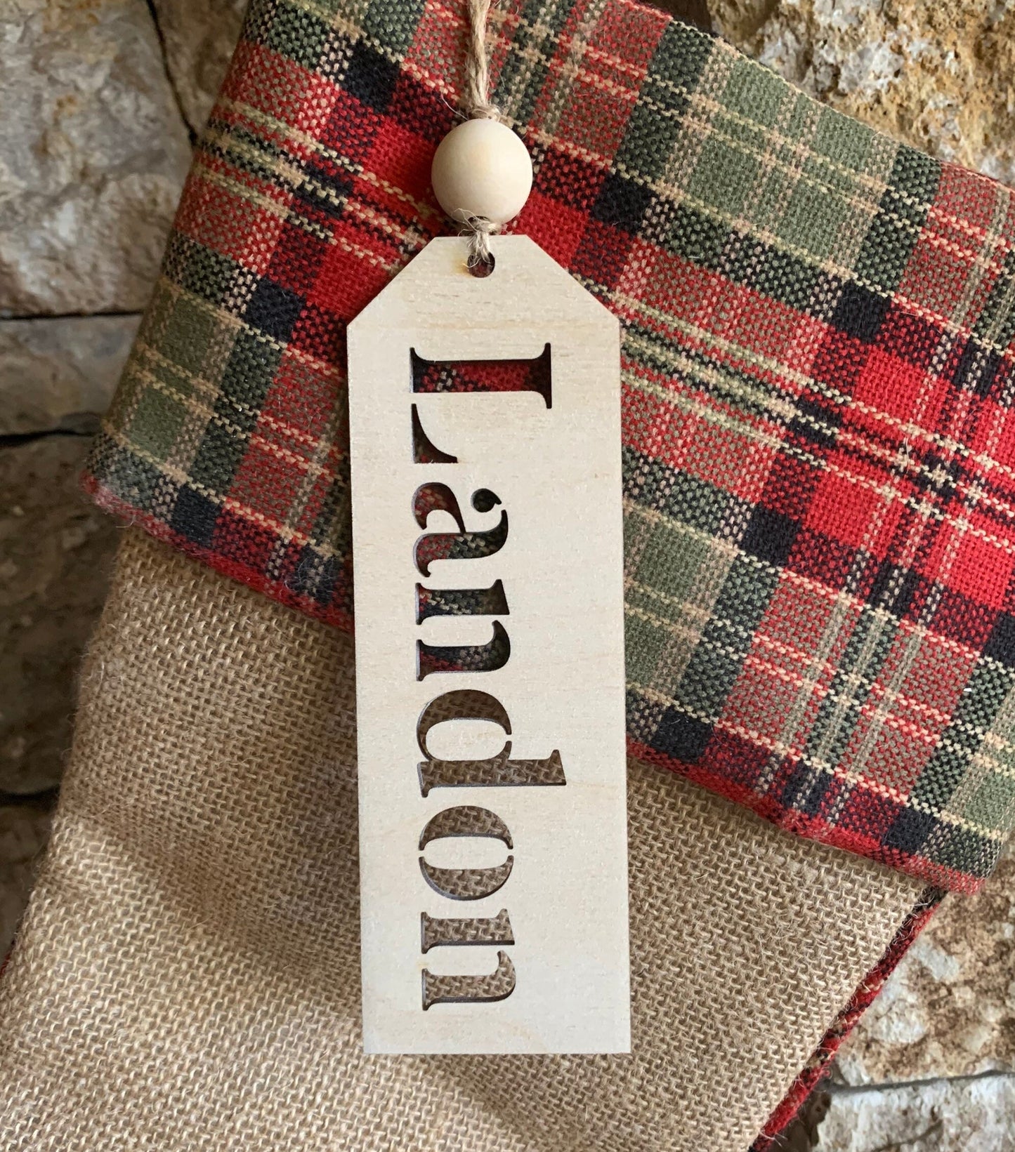 Stocking Name Tag, Custom Engraved Tag