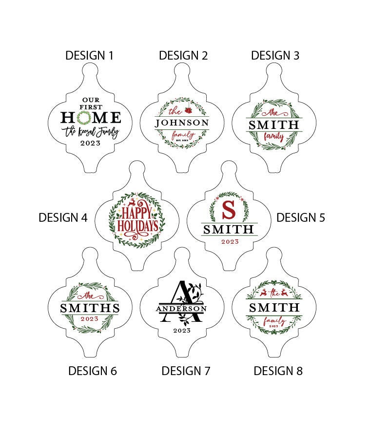 Personalized Ceramic Family Name Ornaments, Family Monogram Christmas Tree Ornament